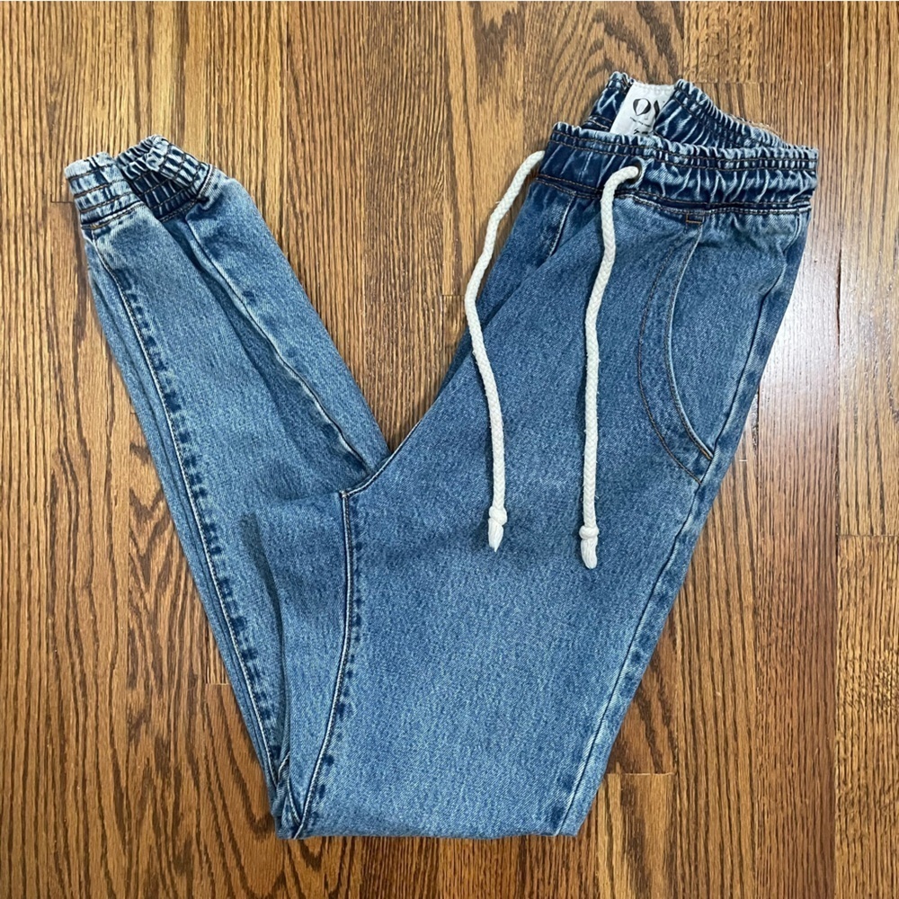 ONE by One Teaspoon Denim Joggers Super Trackies Relaxed Fit Size Small